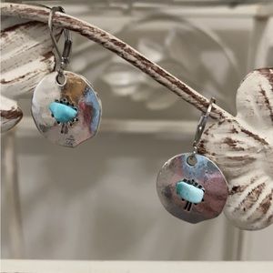 3/$40 Genuine Raw Sleeping Beauty Turquoise & Silver Hand Crafted Earrings